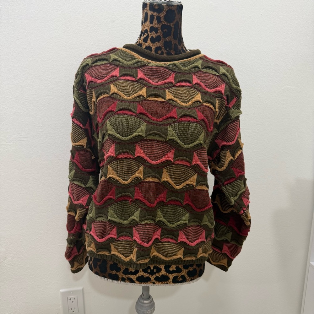 Jos A Bank Sweater Mens S Aztec 90s Coogi Style Cosby Biggie Textured Vtg Unisex